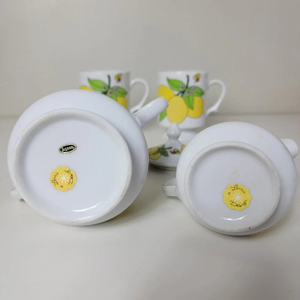 Vintage A Lorrie Design Japan Lemon‎ Bee Cream Sugar Set 2 Cups Tea Lot